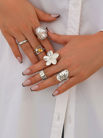 Set of 6 Silver-Plated Finger Ring