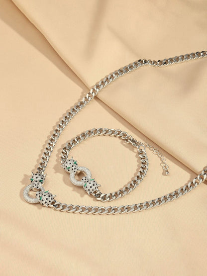 SALTY Amara Silver Plated Stones Studded Bracelet & Necklace