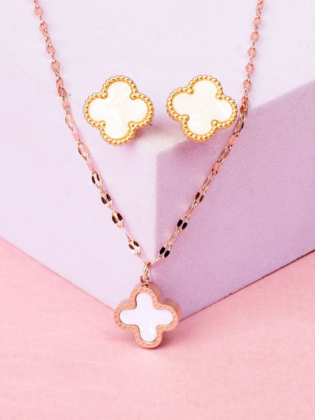SALTY Gold-Tone Floral-Shaped Necklace and Earrings