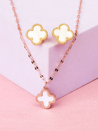 SALTY Gold-Tone Floral-Shaped Necklace and Earrings