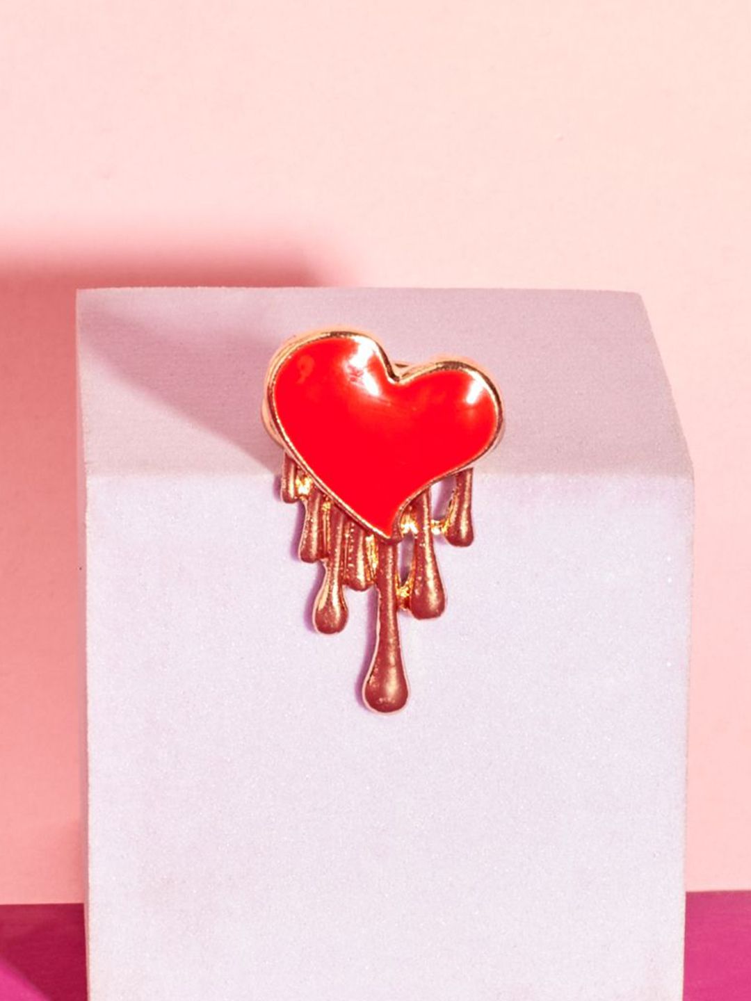 SALTY Burning Red Heart Ring For Women & Girls