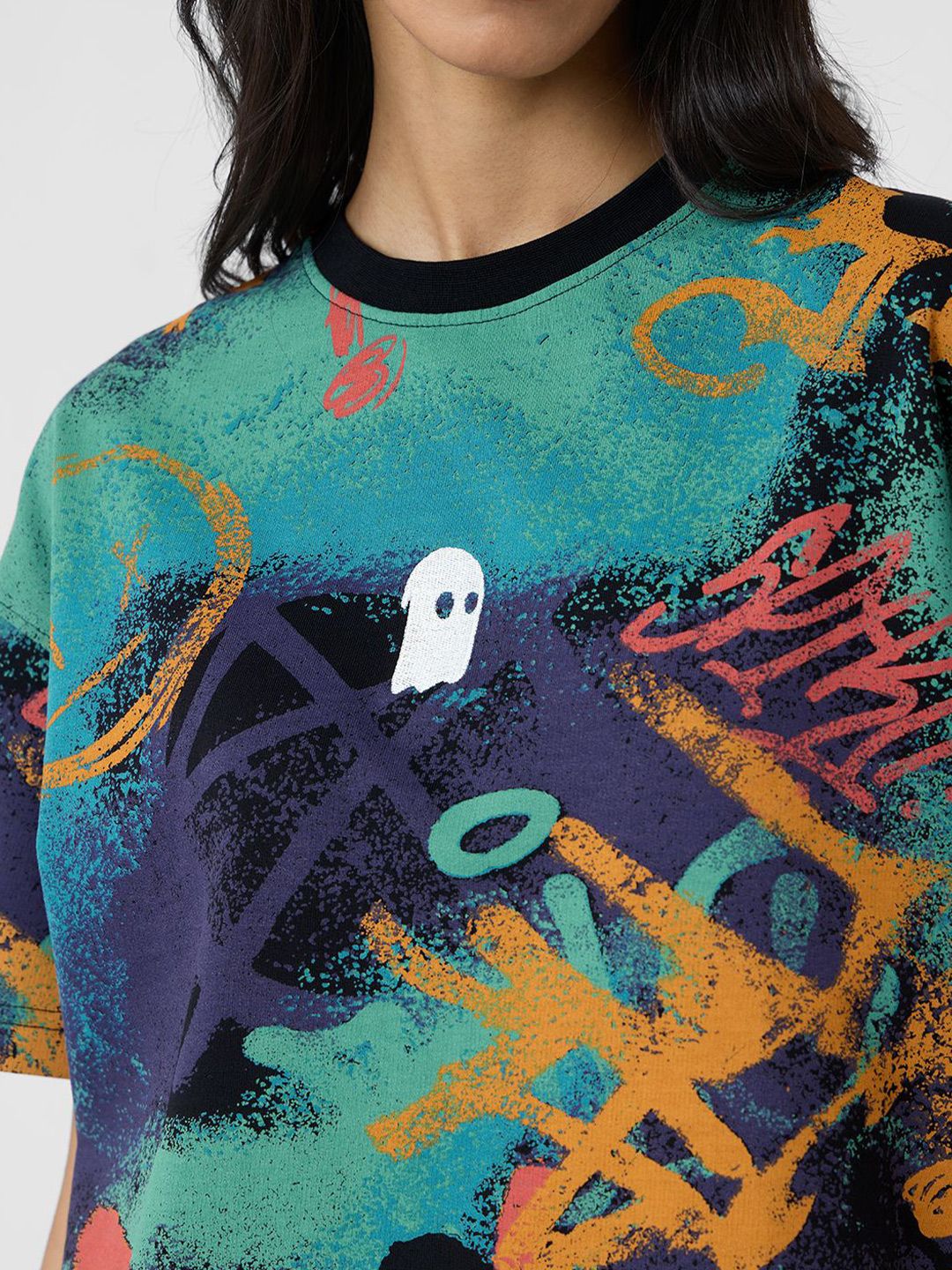 Women Oversized Fit Printed Multi T-Shirts
