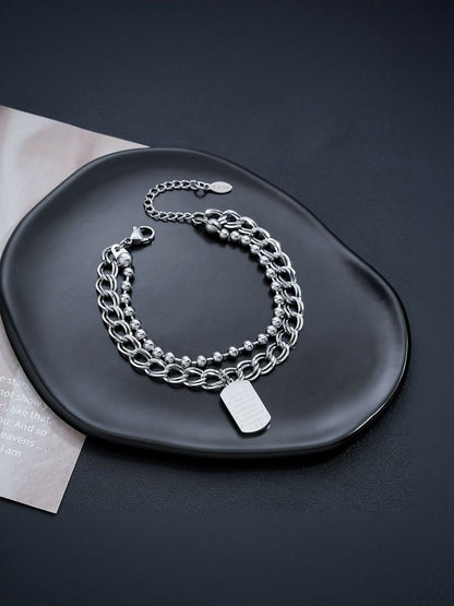 Men Handcrafted Silver-Plated Link Bracelet
