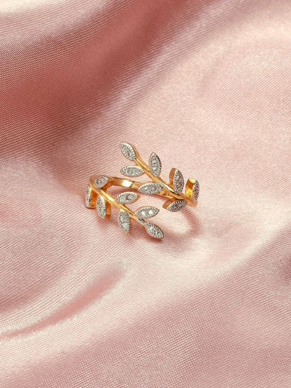 SALTY Orbit Leaf Diamond Finger Ring