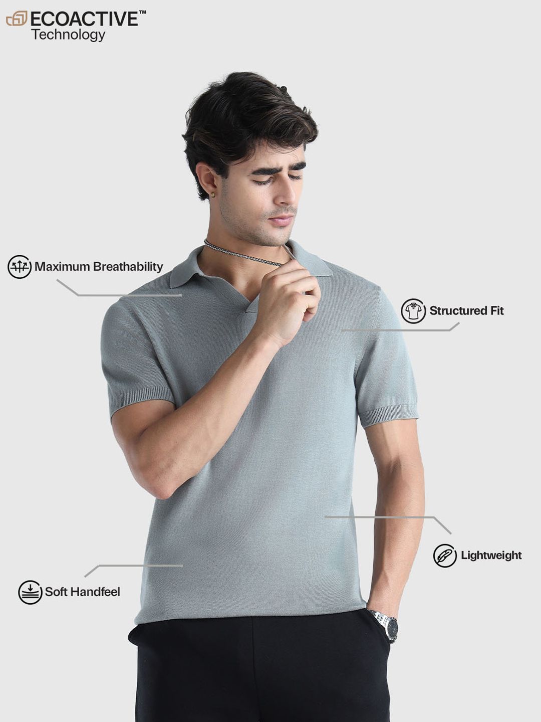 Men Solid Polo Collar Pure Cotton T-shirt