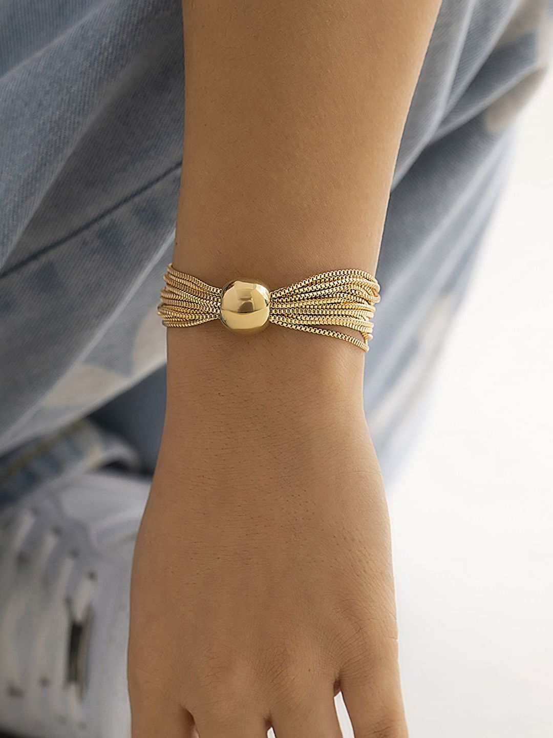 Women Handcrafted Gold-Plated Multistrand Bracelet