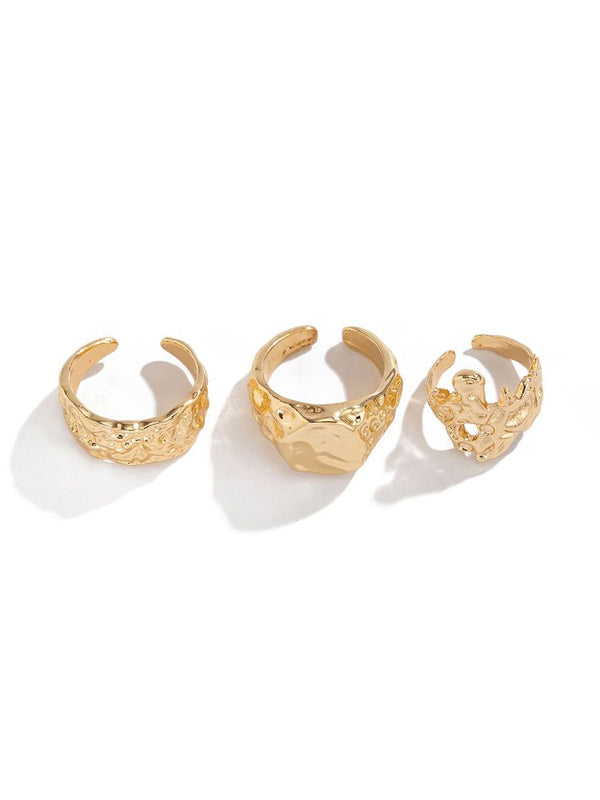 Men Set Of 3 Gold-Plated Finger Ring