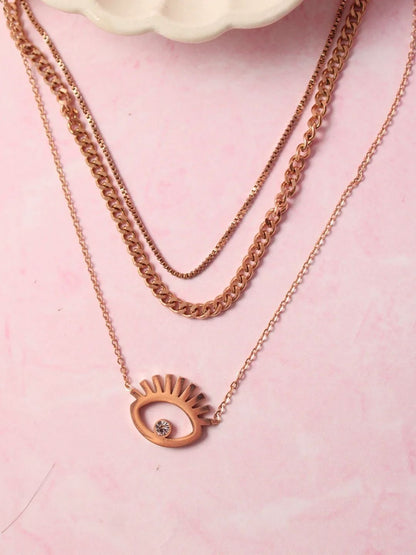 SALTY Set Of 2 Artificial Stones-Studded Evil Eye & Sapphire Necklaces
