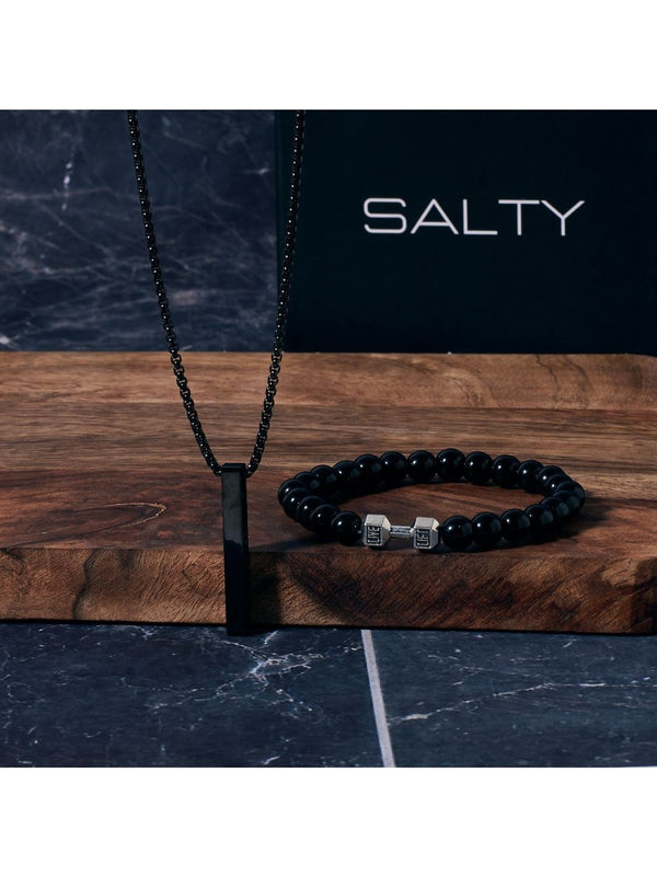 SALTY Collier Chain & Strength Beaded Stone Band Jewellery Set