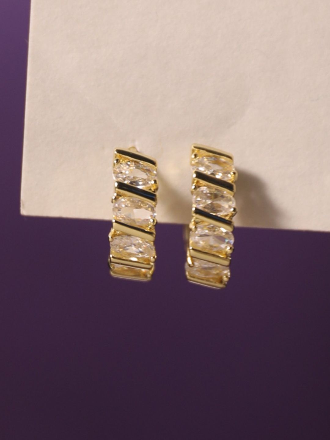 SALTY Gold-Plated Contemporary Artificial Stone Studded Studs Earrings