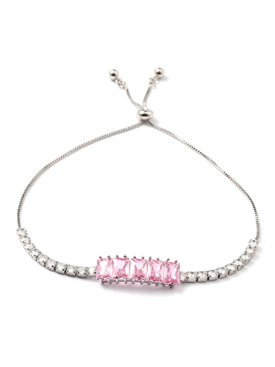 SALTY Aeri Silver-Plated Stone-Studded Tennis Wraparound Bracelet
