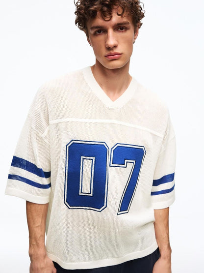 Short sleeve mesh sport print T-shirt