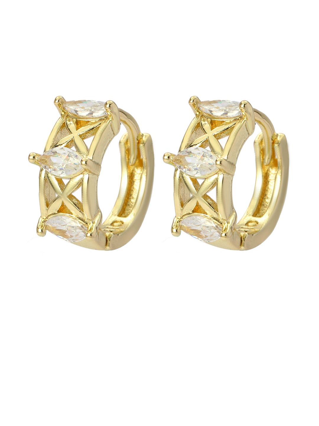 SALTY Gold-Plated Diamond Loop Contemporary Studs Earrings