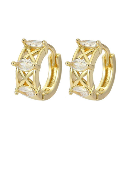 SALTY Gold-Plated Diamond Loop Contemporary Studs Earrings