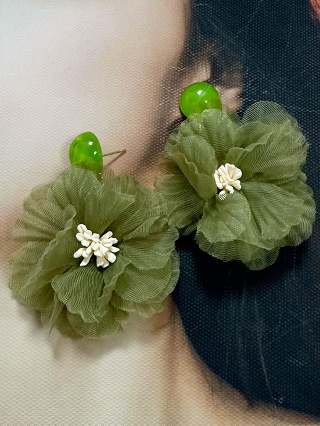 Artificial Beaded Floral Shaped Drop Earrings