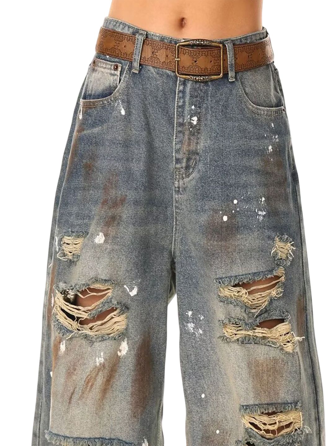Men Baggy Mid-Rise Mildly Distressed Light Fade Jeans