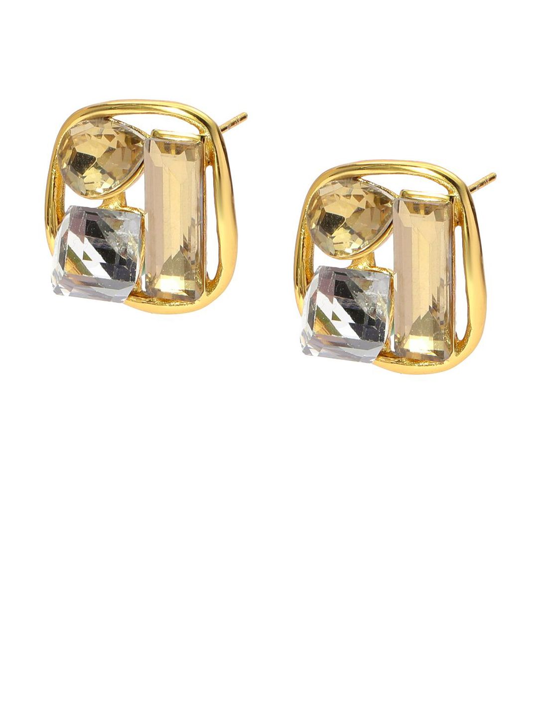 SALTY Artificial Stones Studded Square Shaped Auric Temptation Studs