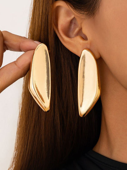 Gold-Plated Contemporary Drop Earrings