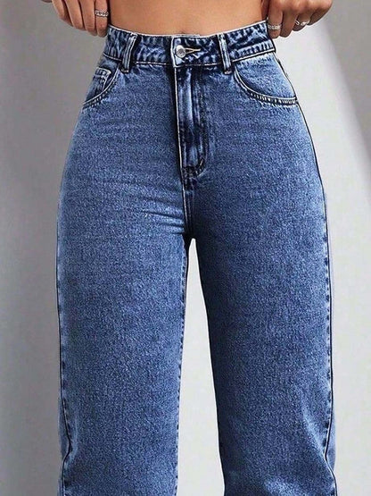 Women Classic Straight Fit High-Rise Light Fade Stretchable Jeans
