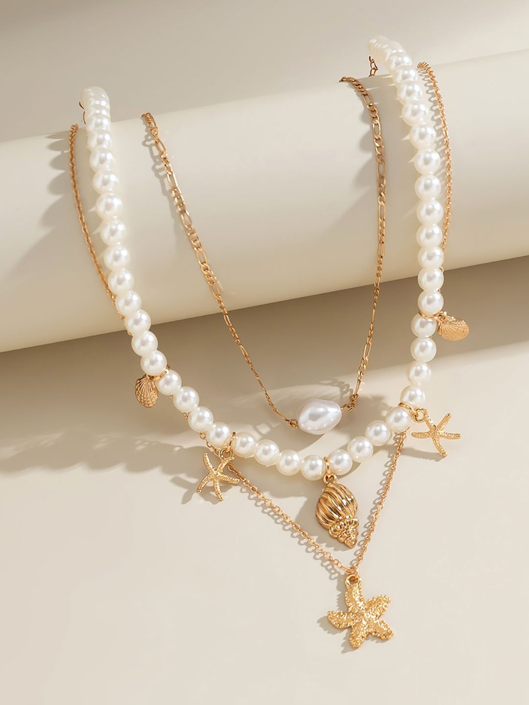 Gold-Plated Pearls Layered Chain