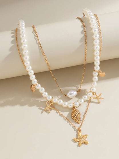 Gold-Plated Pearls Layered Chain