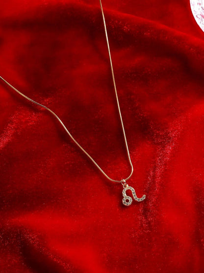 SALTY Set Of 2 Stones-Studded Libra & Leo Pendants With Chains