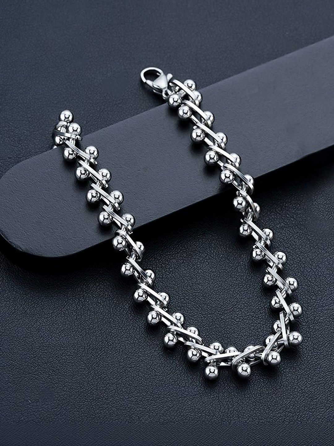 Men Handcrafted Silver-Plated Link Bracelet