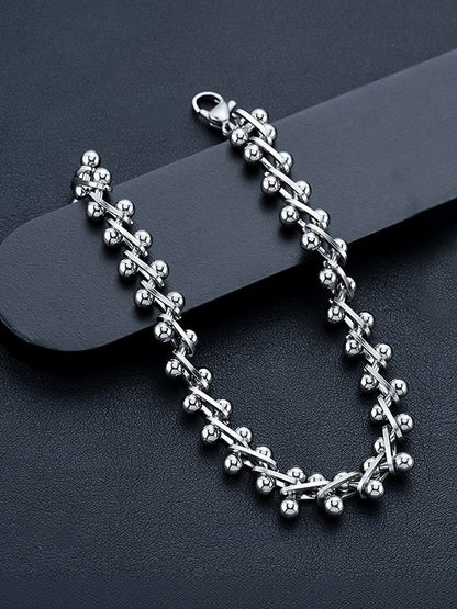 Men Handcrafted Silver-Plated Link Bracelet