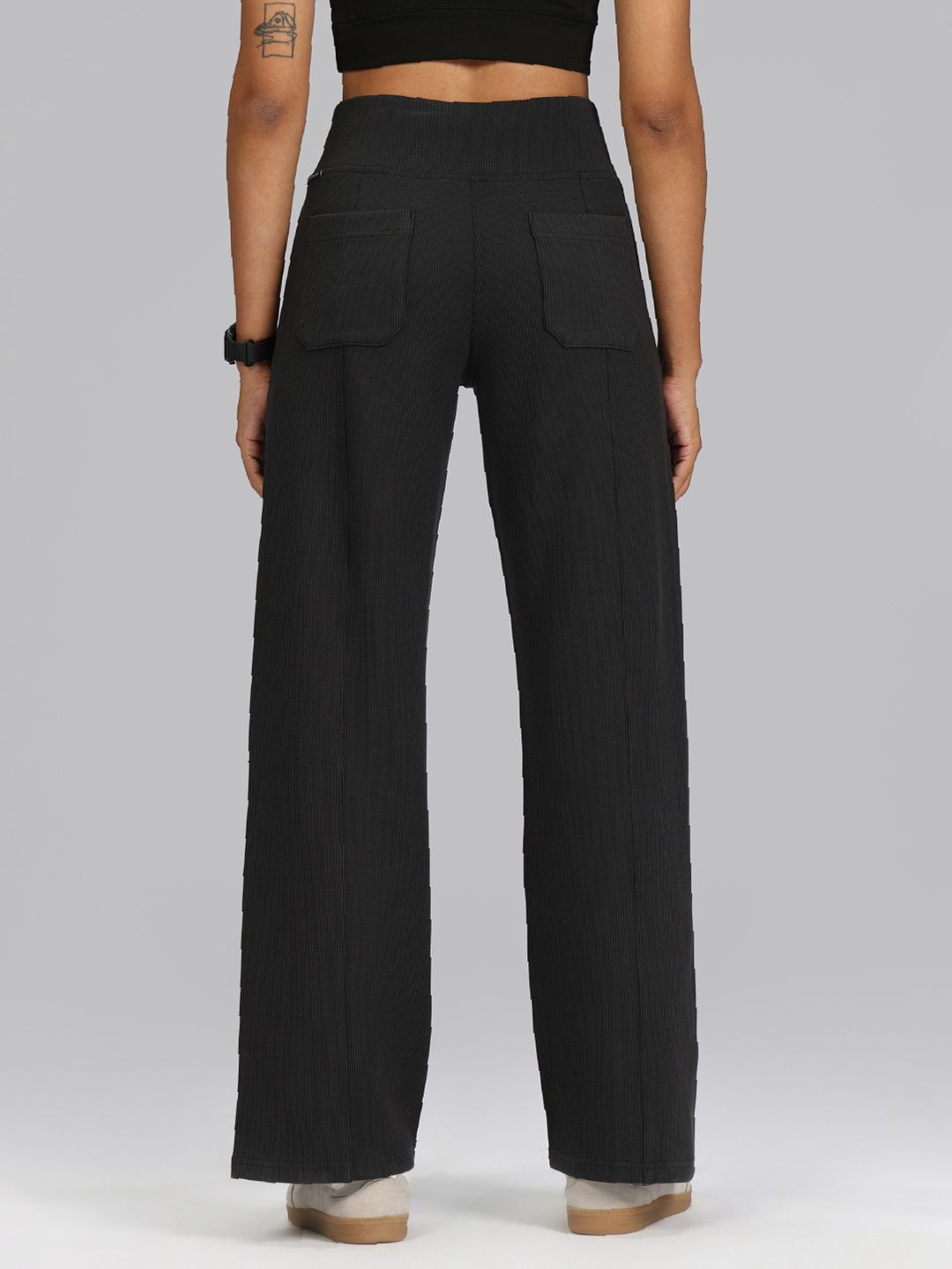 Women Relaxed High-Rise RibSupreme Wide Leg Regular Pants