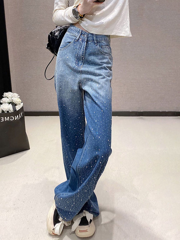 Women Wide Leg Highly Distressed Jeans