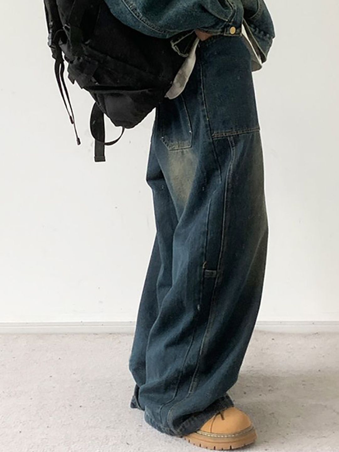 Men Wide Leg Medium Fade Jeans
