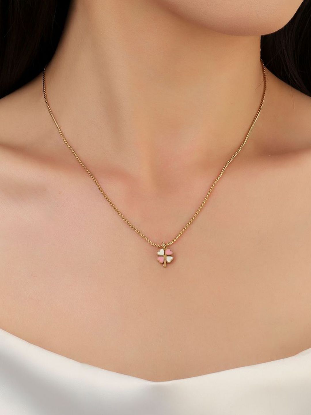 SALTY Set Of 2 Butterfly & Clover Pendant Chains