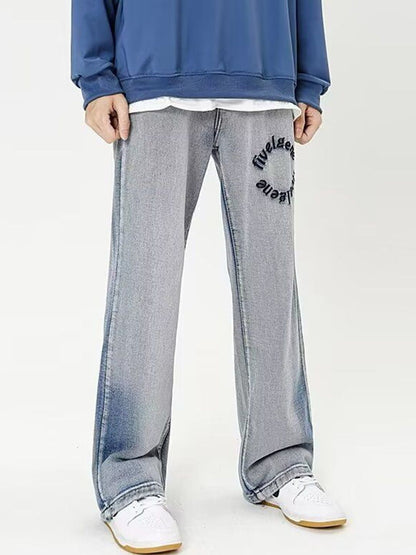 Men Wide Leg Mid-Rise Medium Shade Jeans