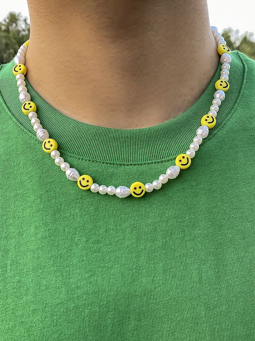 Gold-Plated Artificial Stone Baeded MInimal Necklace