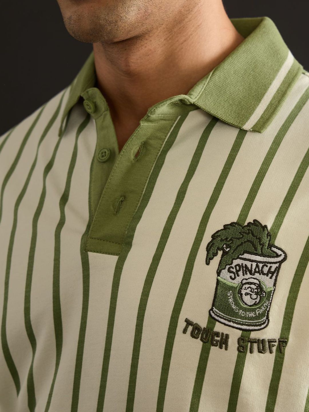 Men Oversized Popeye Printed Polo T-Shirt