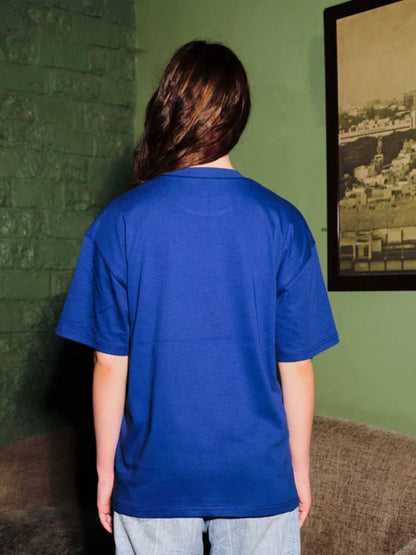 Steven Rhodes Women Imaginary Friends Blue Oversized T-Shirt