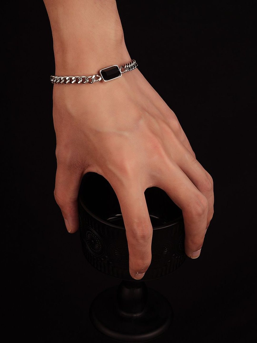 Men Handcrafted Silver-Plated Link Bracelet