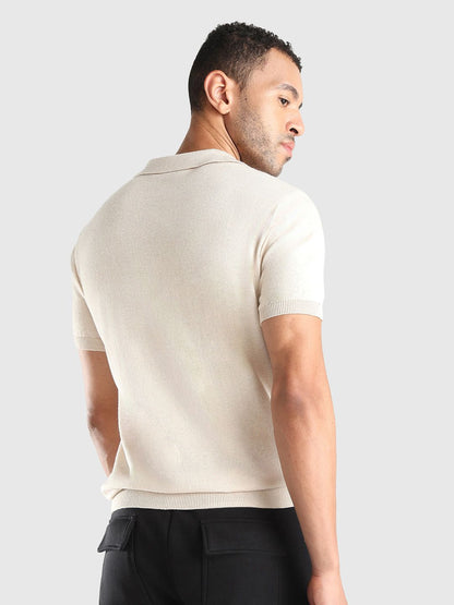 Men Solid Polo Collar Pure Cotton T-shirt