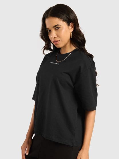 Women Graphic Printed Round Neck Oversized Cotton T-shirt