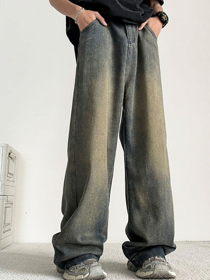 Men Wide Leg Medium Shade Jeans