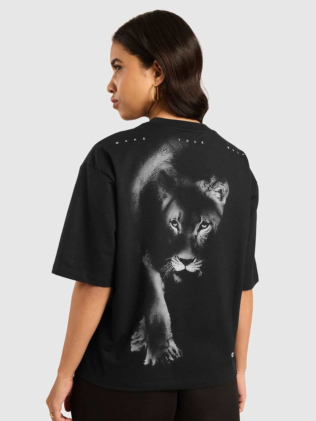Women Graphic Printed Round Neck Oversized Cotton T-shirt