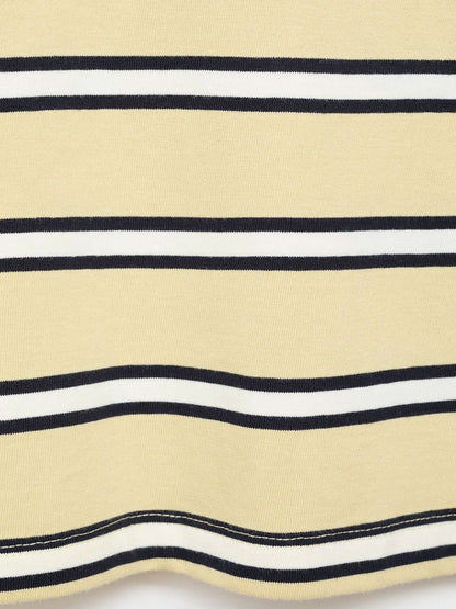 Horizontally Striped Pure Cotton T-shirt