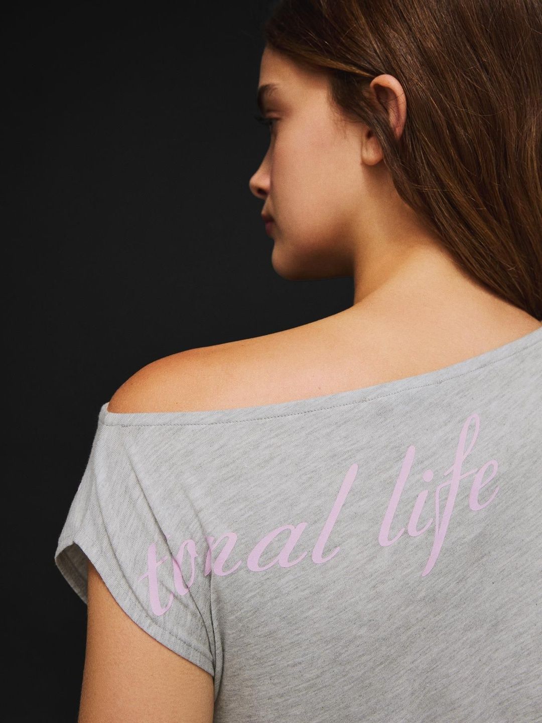Asymmetric print short sleeve T-shirt
