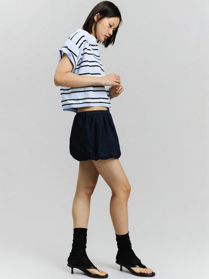 Women Striped Crop Pullover Tshirt