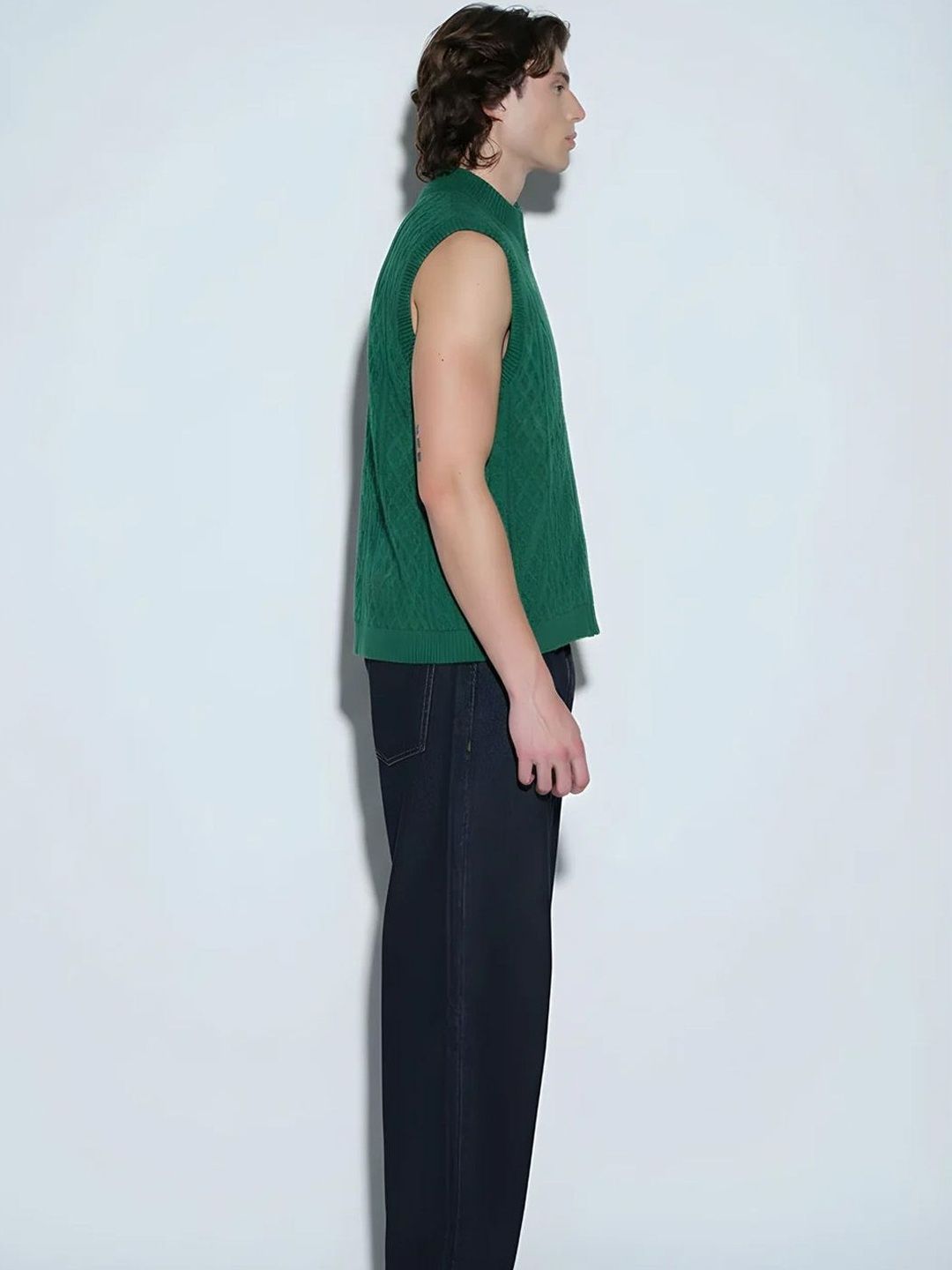 Alpine Moss Cable Knit Vest