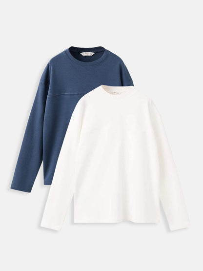 Kids Set of 2 Pure Cotton T-shirts with Pocket & Seam Detail