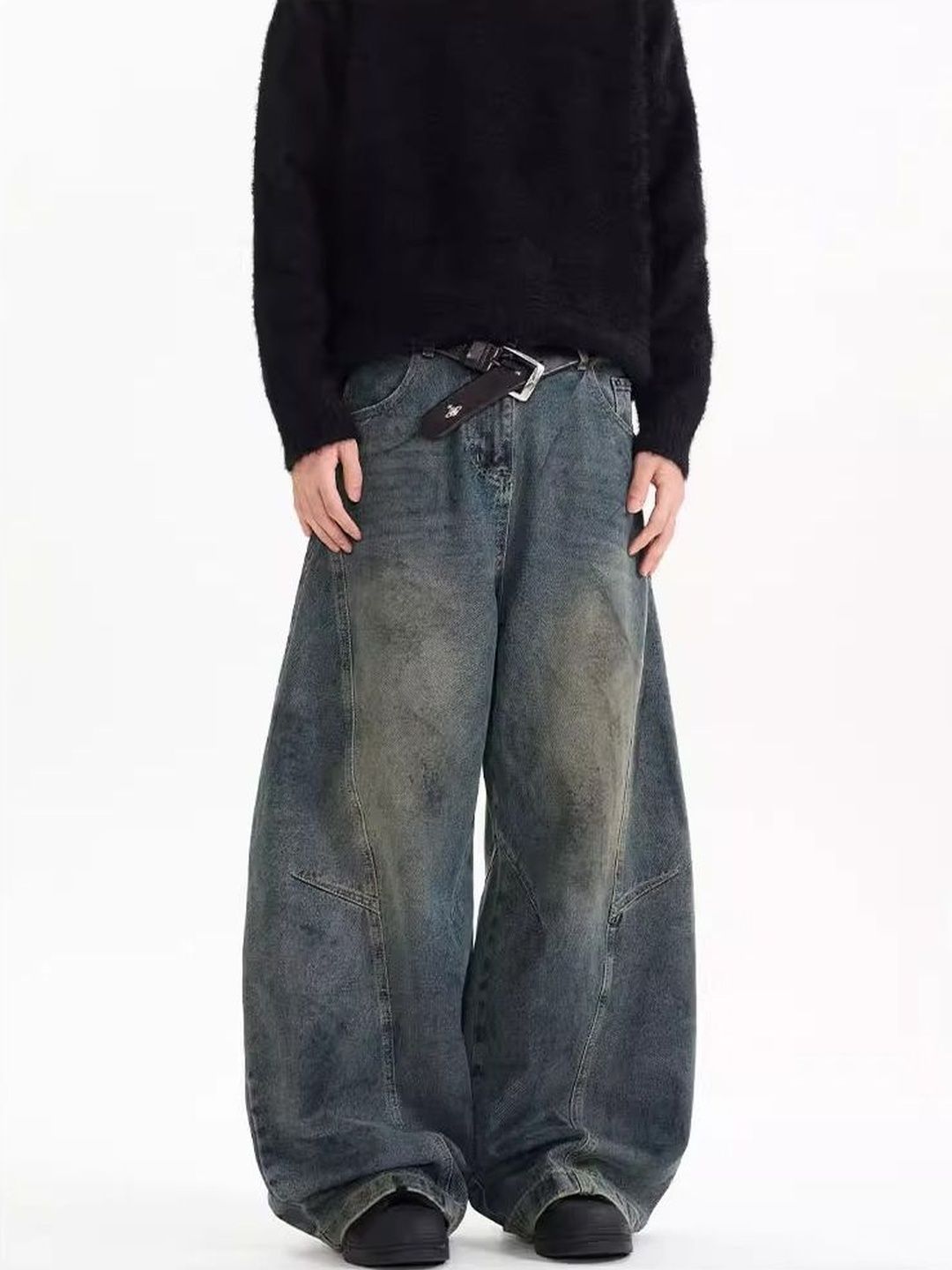 Men Wide Leg Mid-Rise Light Fade Jeans
