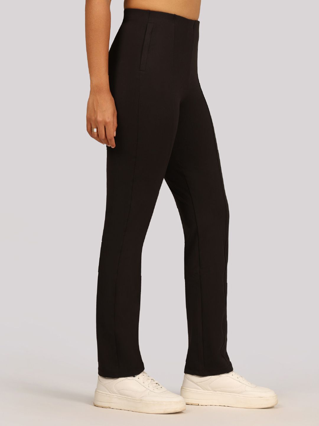 Women Comfort Straight Fit High Rise Wrinkle Free Trousers