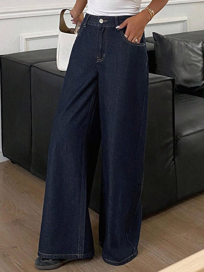 Women Wide Leg High-Rise Stretchable Jeans