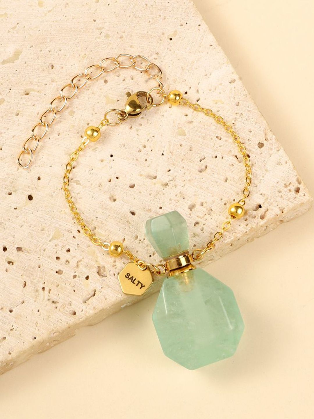 SALTY Women Prasiolite Perfume Bottle Charm Bracelet